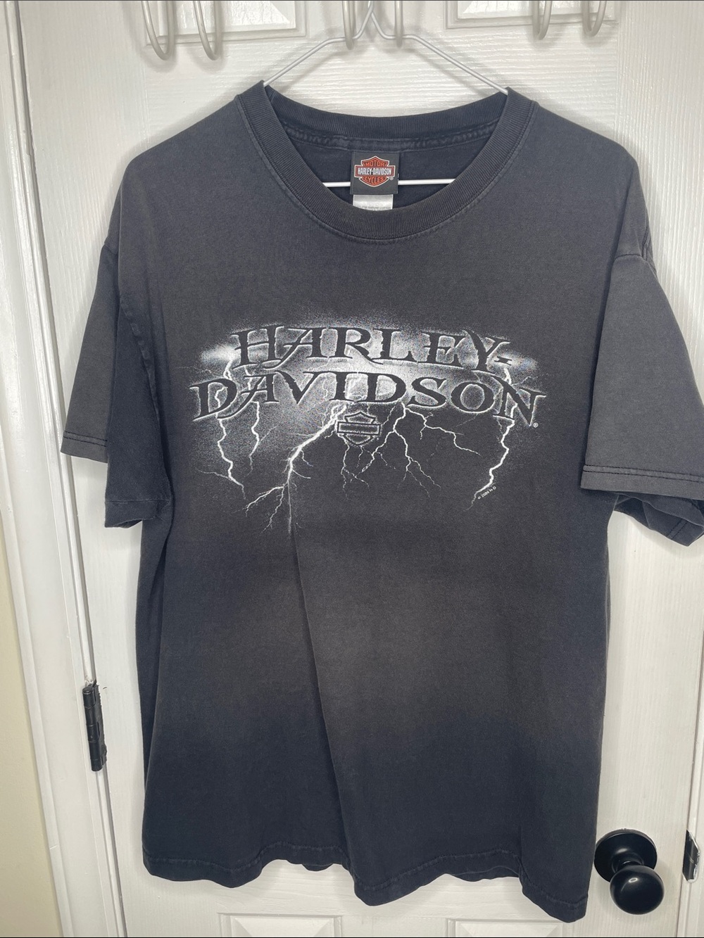 Harley-Davidson Black T-Shirt with White Lightning Graphic